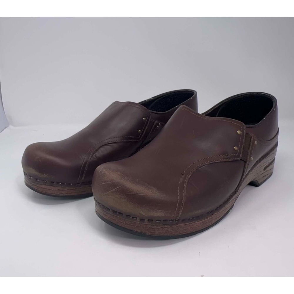 Dansko Sonja Brown Oiled Leather Stapled Clogs‎ Womens EU42 US 11.5 -12 RN Medic
